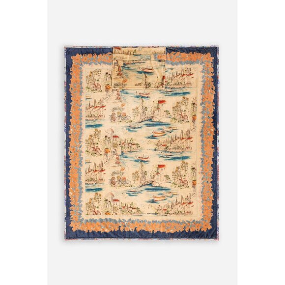 Johnny Was Vakash Travel Blanket Home Lounge Reversible Cream Floral Coz… - Picture 1 of 6